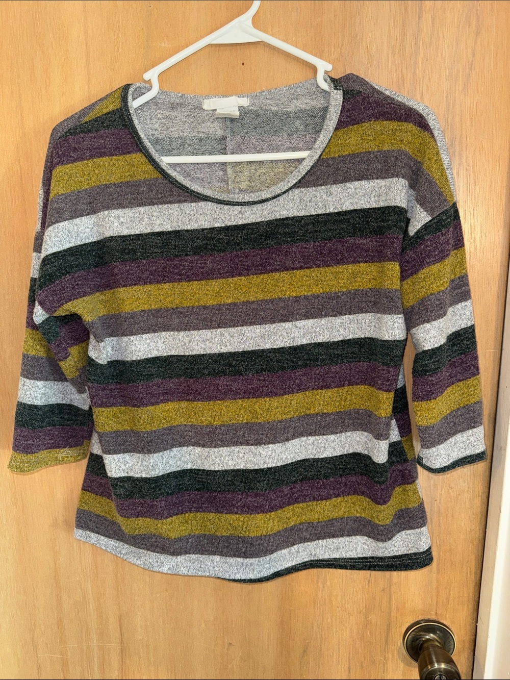 Exclusive One Striped Crewneck Women’s Sweater 3/4 Length Sleeves Size Small